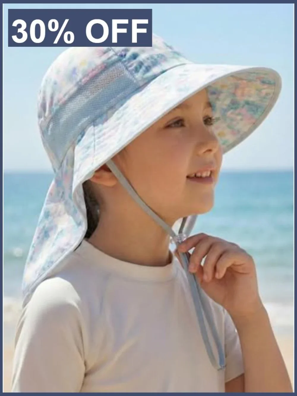 Kids UPF 50+ Bucket Hat with Neck Flap